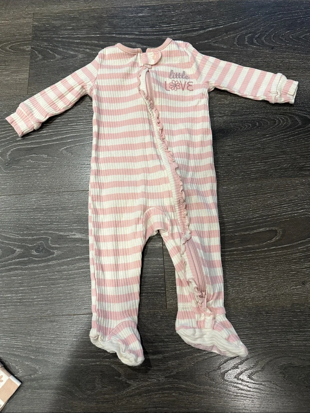 Baby Girls Pink and Cream One-Piece Sleepers bundle Set of 2